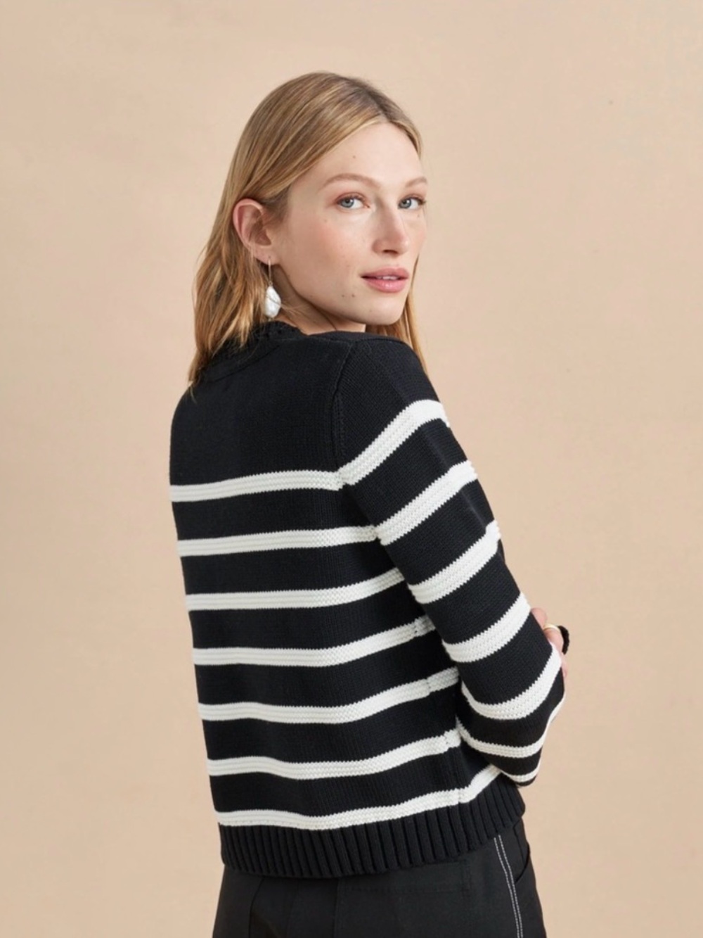 La Ligne Jill Sweater Black/White Stripe Size M - Picture 3 of 8